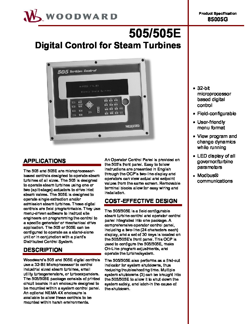 First Page Image of 9907-162 505-505E DGTC Product Specification 85005G.pdf